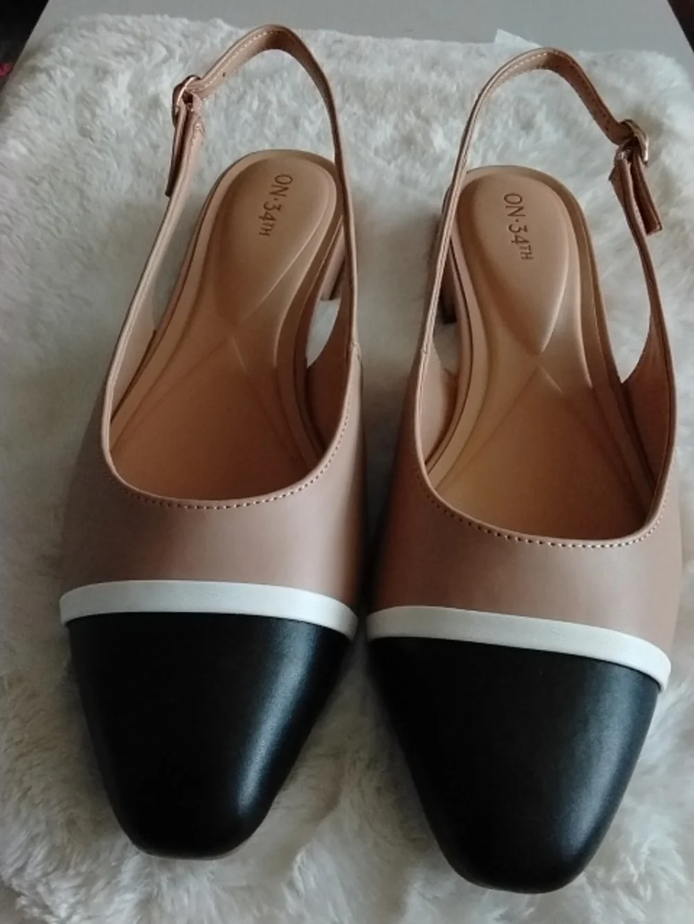 ON-34TH Nude and Black Two-Tone Slingback Flats